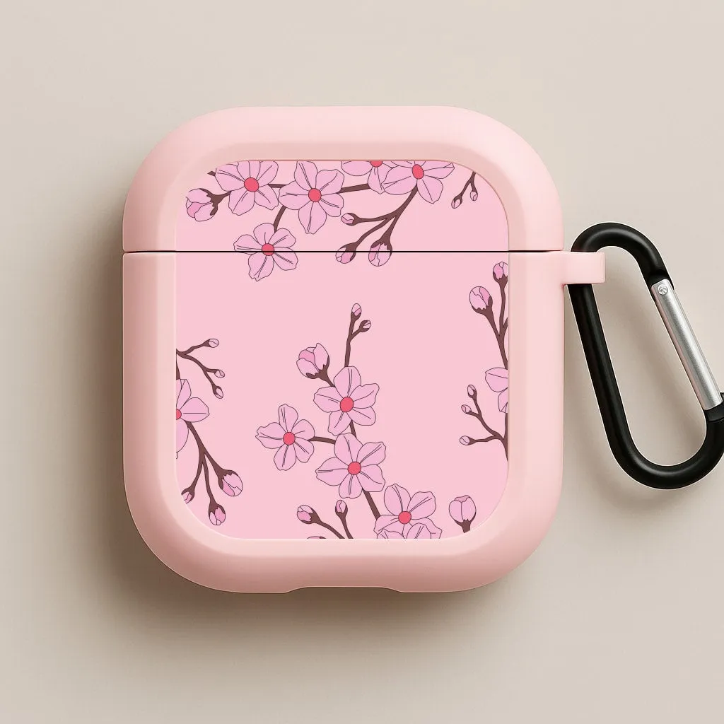 premium rubber airpods protector Cherry Blossom Pattern AirPods Case