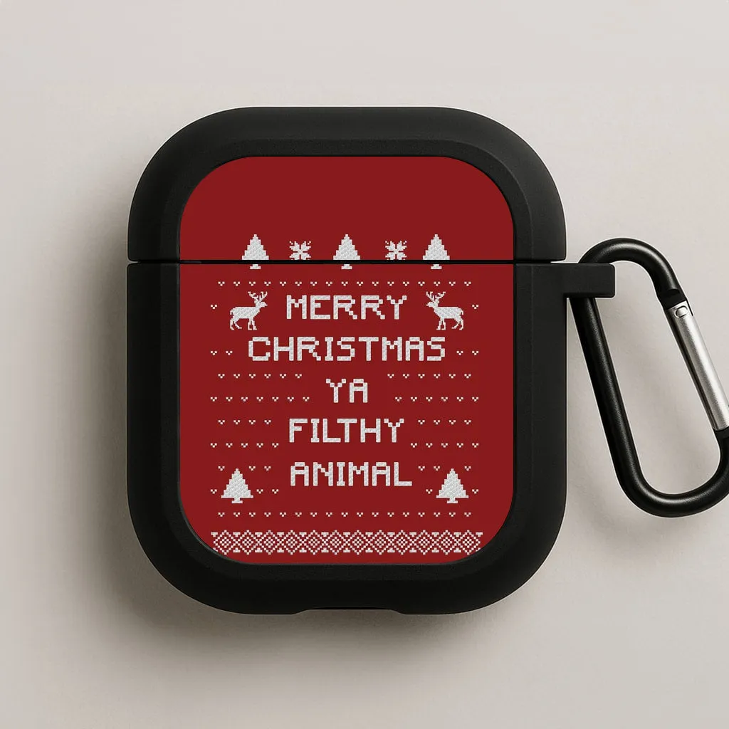 Merry Christmas Ya Filthy Animal AirPods Case durable magnetic clip airpods case vivid color airpods cover