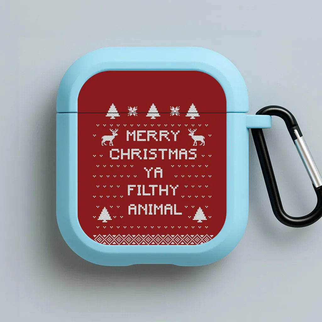 Durable Daily Holder portable neon soft pastel airpods shell Merry Christmas Ya Filthy Animal AirPods Case
