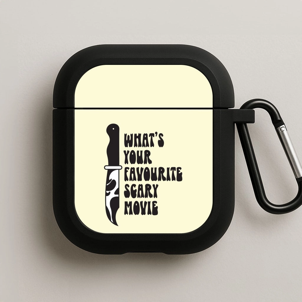 What's Your Favourite Scary Movie Trippy AirPods Case magnetic closure airpods shell