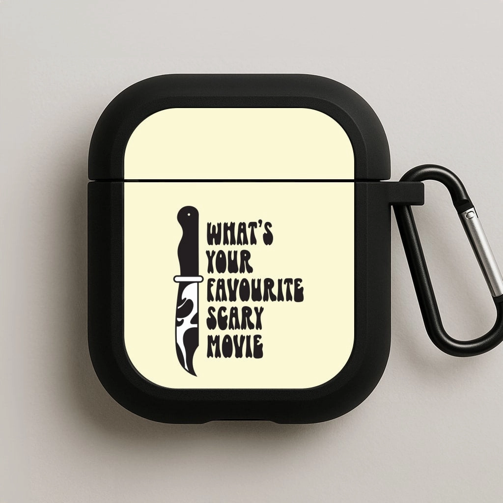 What's Your Favourite Scary Movie Trippy AirPods Case Portable Protective Shell Durable Tech Pouch