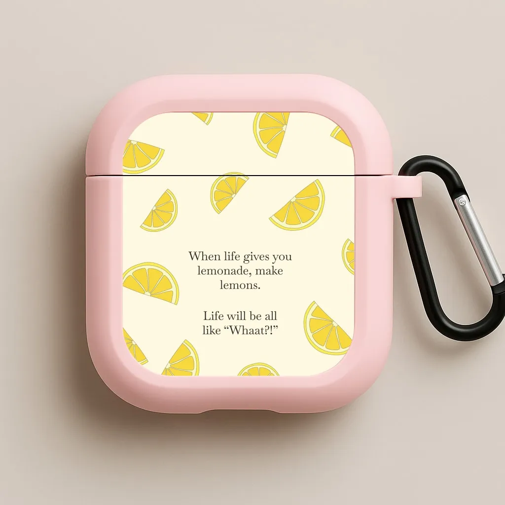 When Life Gives You Lemonade, Make Lemons AirPods Case Compact Utility Bag Stylish Silicone Finish