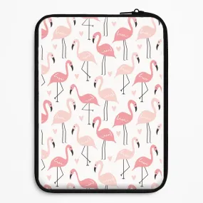 White & Pink Flamingo Pattern Laptop Sleeve Modern Function Urban Design