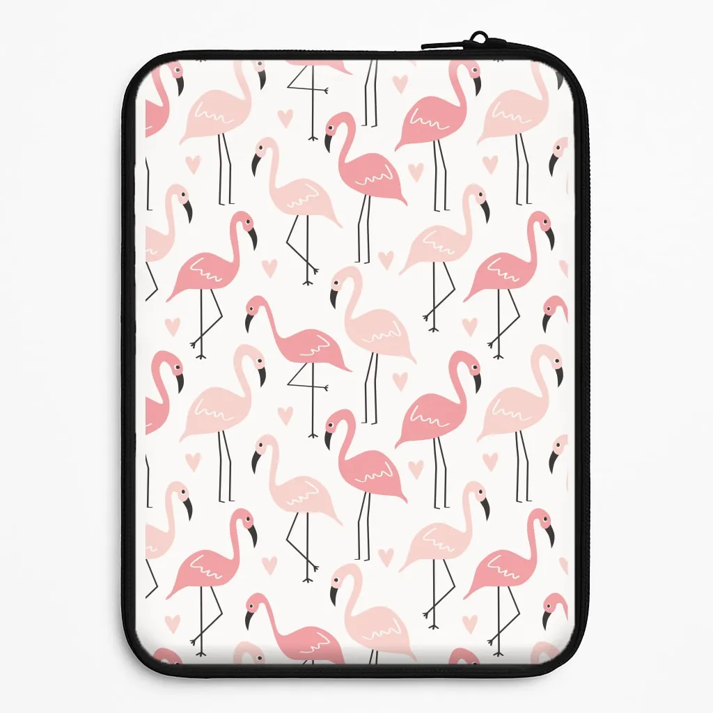 White & Pink Flamingo Pattern Laptop Sleeve Modern Function Urban Design