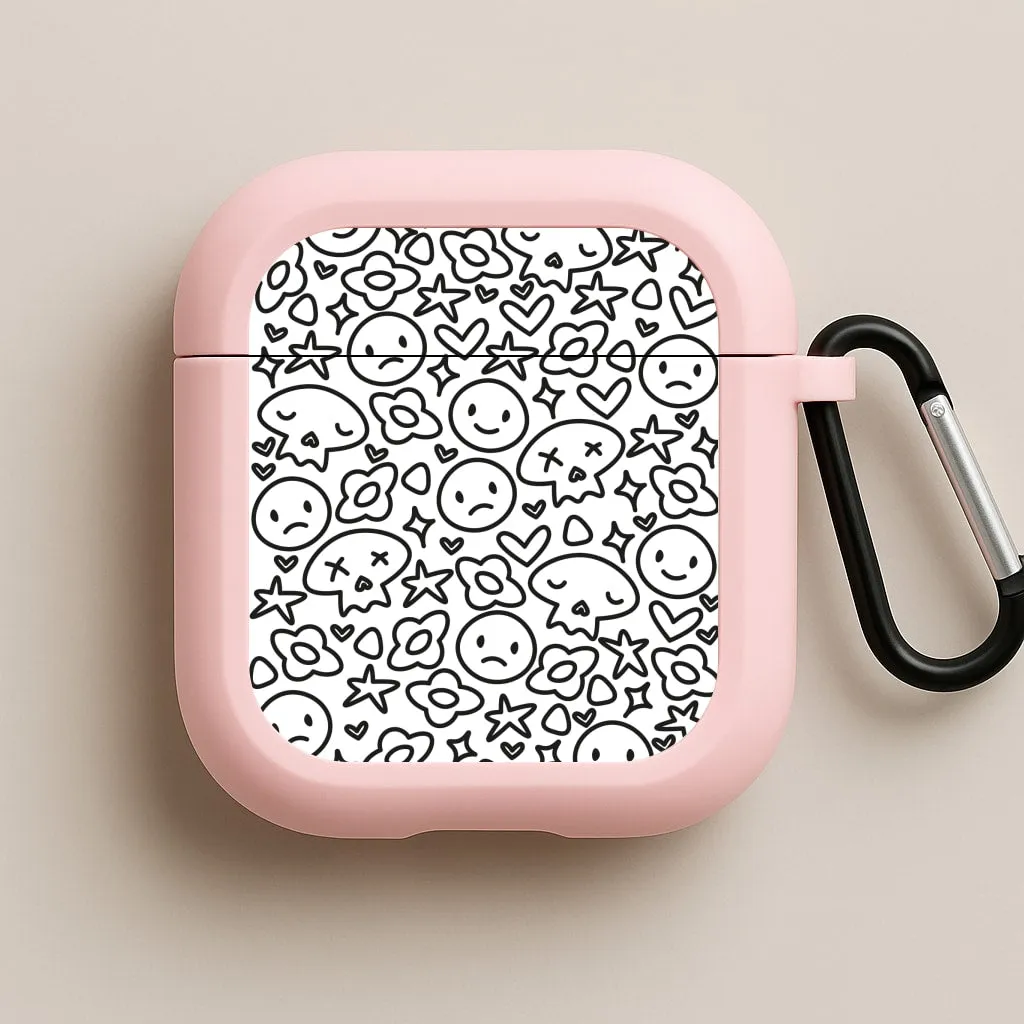 hybrid structure airpods cover White Skulls - Skate Aesthetic  AirPods Case