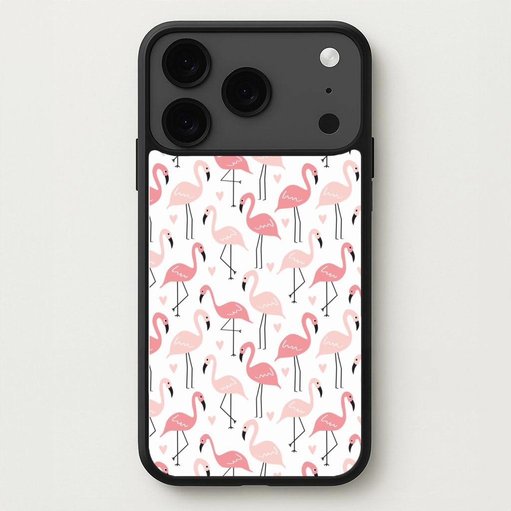 White & Pink Flamingo Pattern Phone Case Fashion Accent Protective Finish