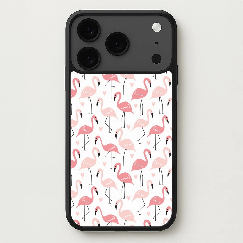 Scratch Guard Soft Design White & Pink Flamingo Pattern Phone Case