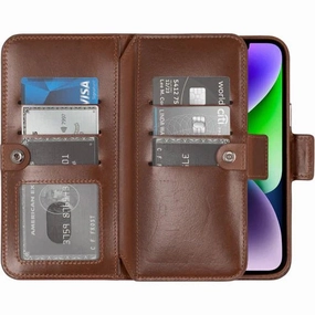 Windsor iPhone 14 Plus Bi-Fold Wallet Case, Burnished Tan Wireless Compatible