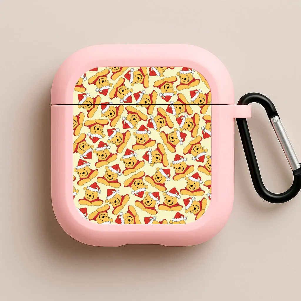 Winnie Pattern Christmas AirPods Case Modern Silicone Organizer