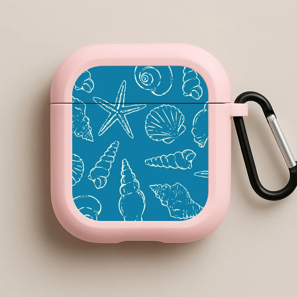 soft touch travel airpods protector Sketched Shells Pattern AirPods Case