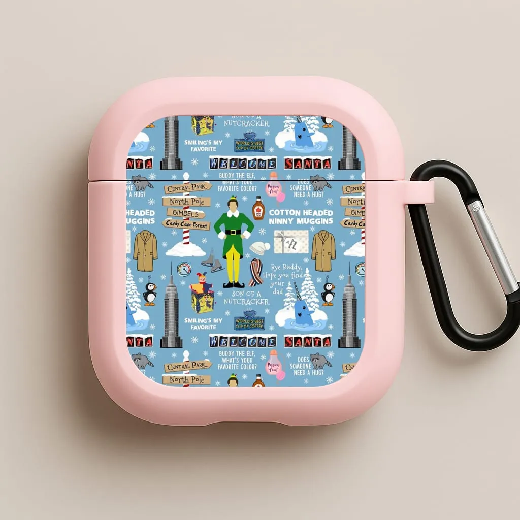 Functional Travel Accessory outdoor airpods holder Blue Buddy The Elf Pattern AirPods Case