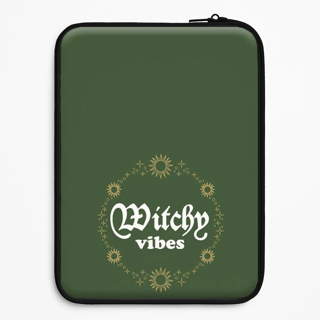 Witchy Vibes Green Laptop Sleeve Resistant Layer Luxury Texture Design