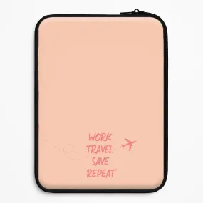 Work Travel Save Repeat - Travel Laptop Sleeve Luxury Texture Design