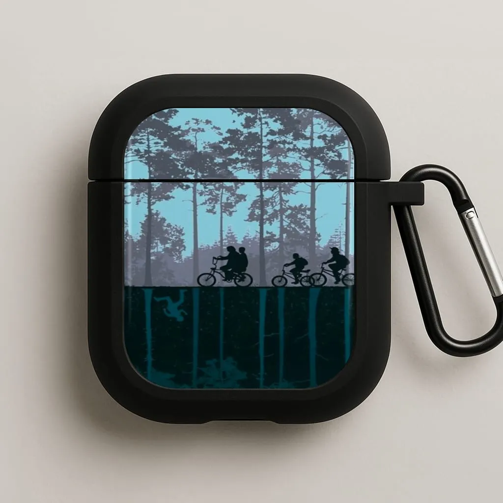Durable Carry Loop Fashion Rubber Shell World of Upside Down - Stranger Things AirPods Case