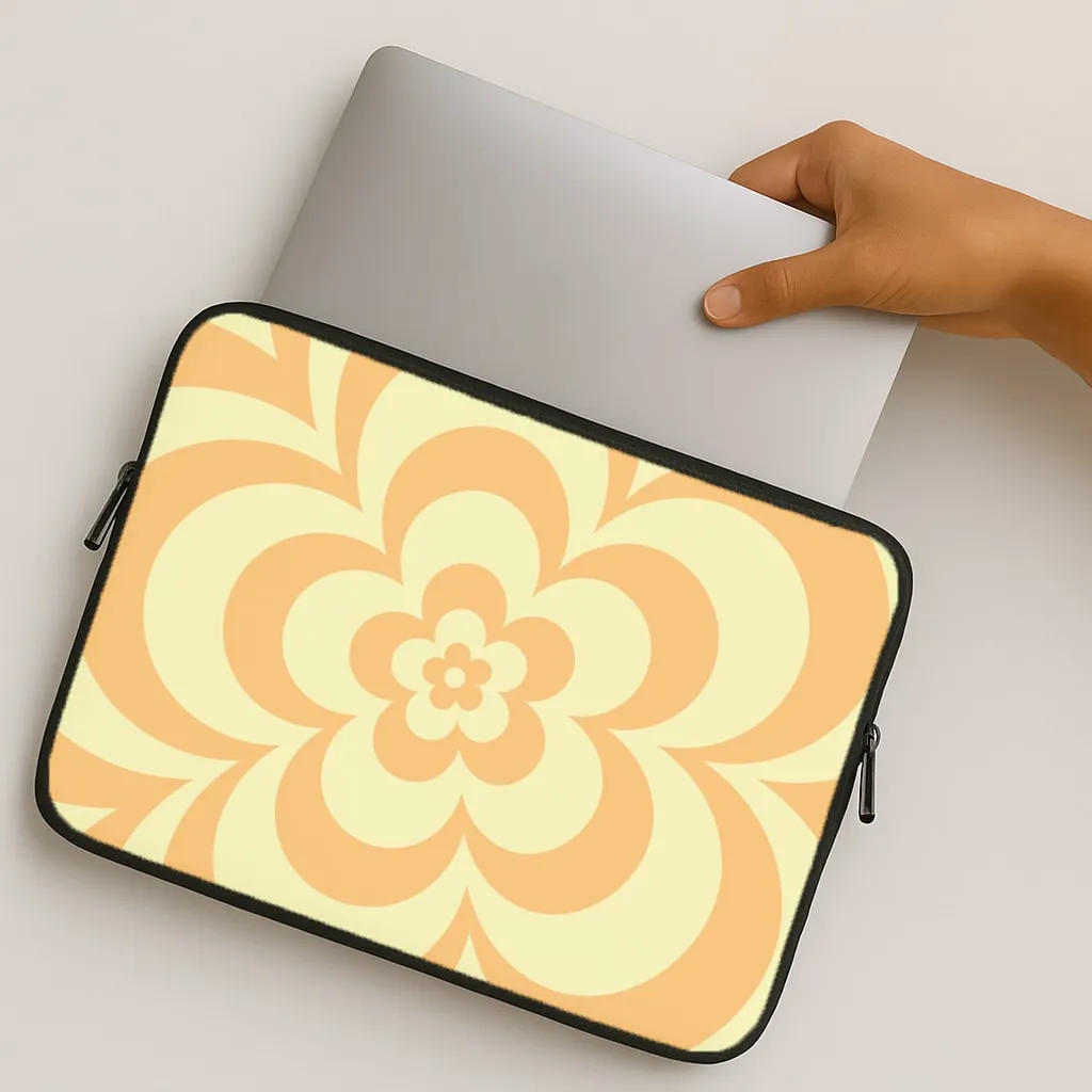Yellow Abstract Flower Pattern  Laptop Sleeve Urban Accessory