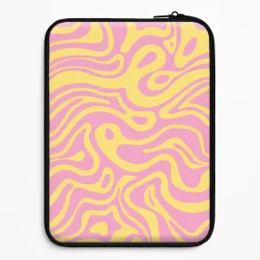 Durable Surface Design Smooth Lining Yellow And Pink Waves Pattern Laptop Sleeve