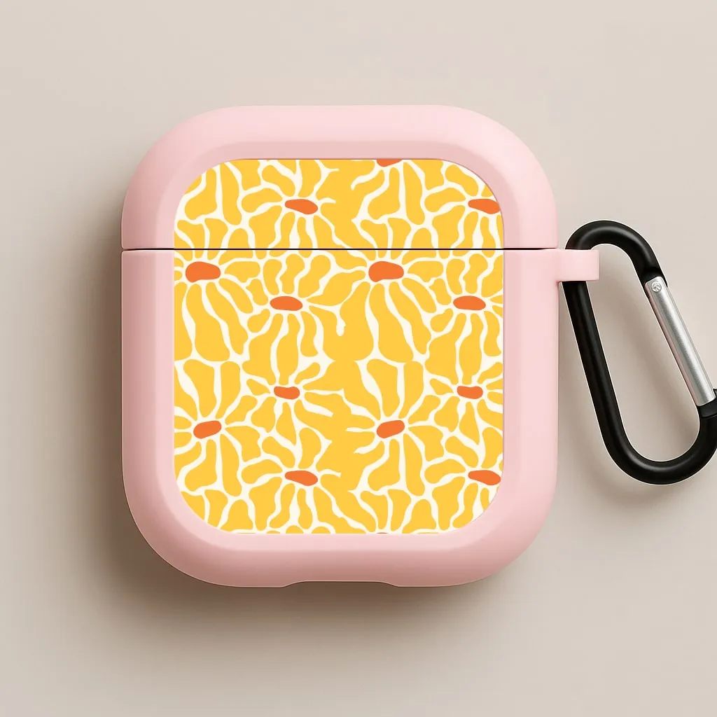 Yellow Flowers - Summer AirPods Case sports style airpods shell Soft Texture Holder