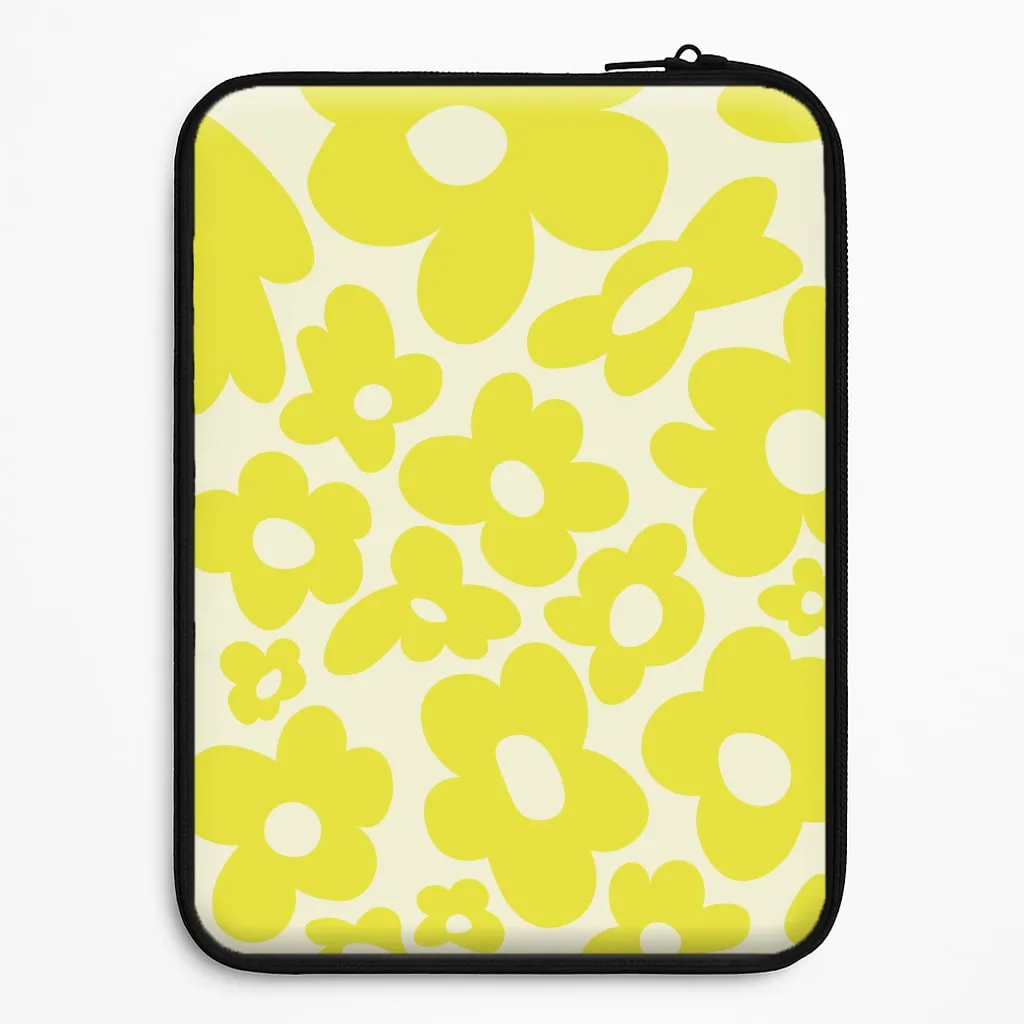 Yellow Flowers - Trippy Patterns Laptop Sleeve Recyclable Material Vivid Design Texture