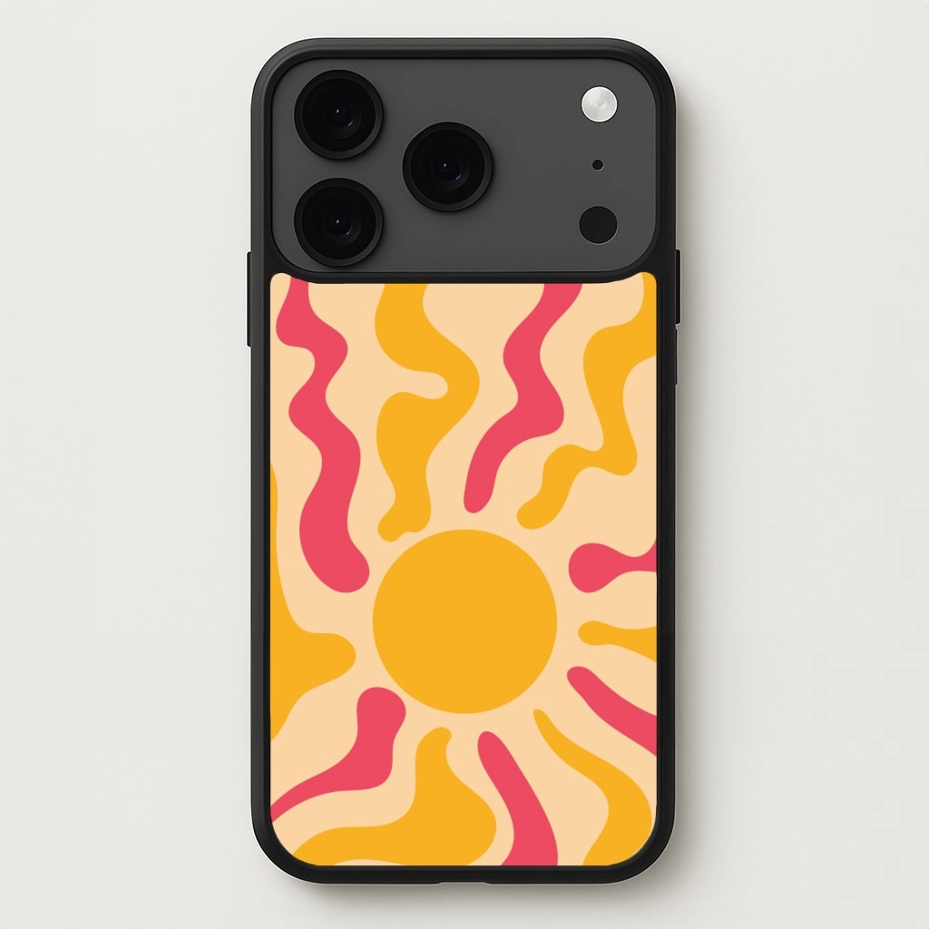 Yellow And Pink Abstract Sun Phone Case Protective Finish Minimal Edge