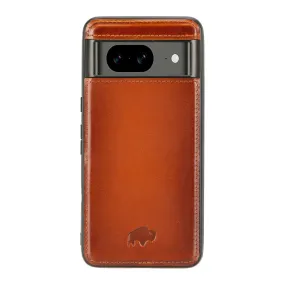 Minimal Surface Modern Function York Leather Snap-On Case ?C Pixel 8, Burnished Tan