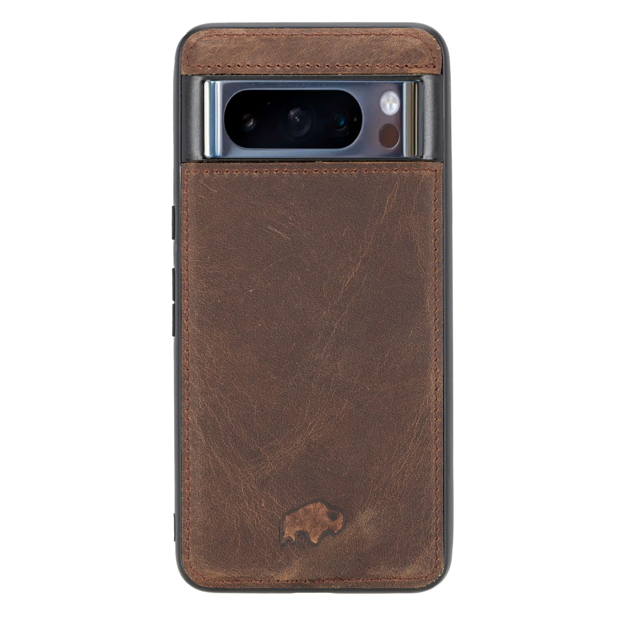 Student Gear York Leather Snap-On Case ?C Pixel 8 Pro, Distressed Coffee