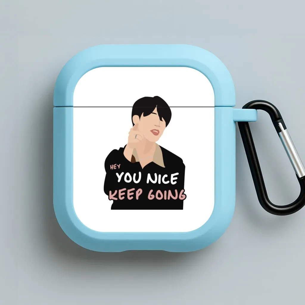 Durable Keychain Case magnetic snap airpods case You Nice Keep Going - K Pop AirPods Case