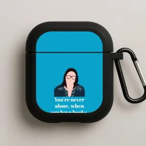 portable outdoor silicone cover durable gradient soft pastel leather travel shell You're Never Alone, When You Have Books AirPods Case