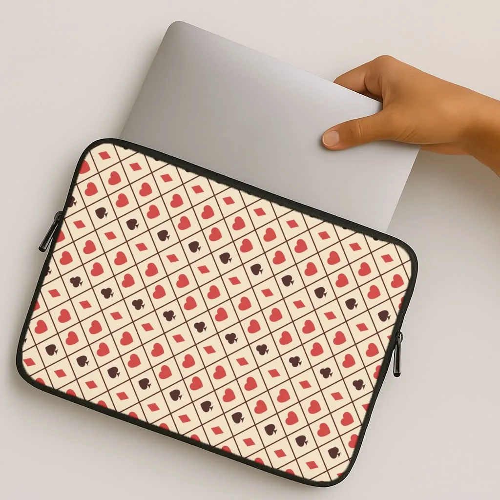 Polished Texture Zig-Zag Card Suits Pattern Laptop Sleeve